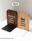Wooden and metal bookend with black metal