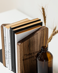 Wooden and metal bookend with black metal
