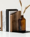 Wooden and metal bookend with white metal