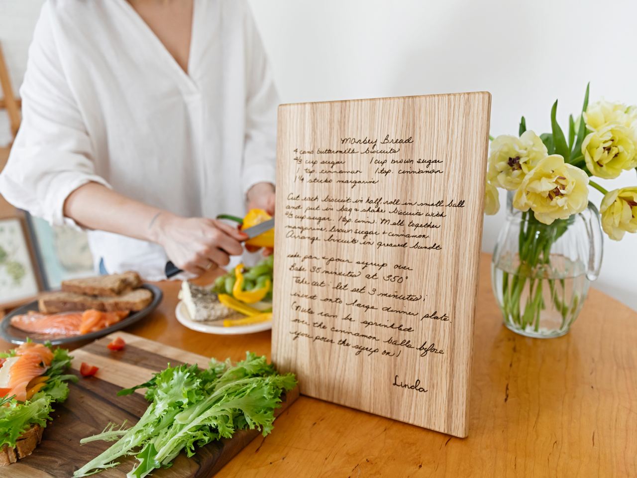 Cutting Board Featuring Recipe for a Mom – Charcuterie Board