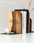 Wooden and metal bookend with white metal