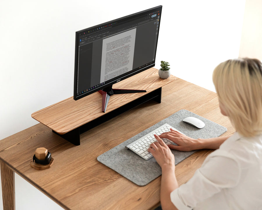 Wood Monitor Stand with shelf (Classic Design)