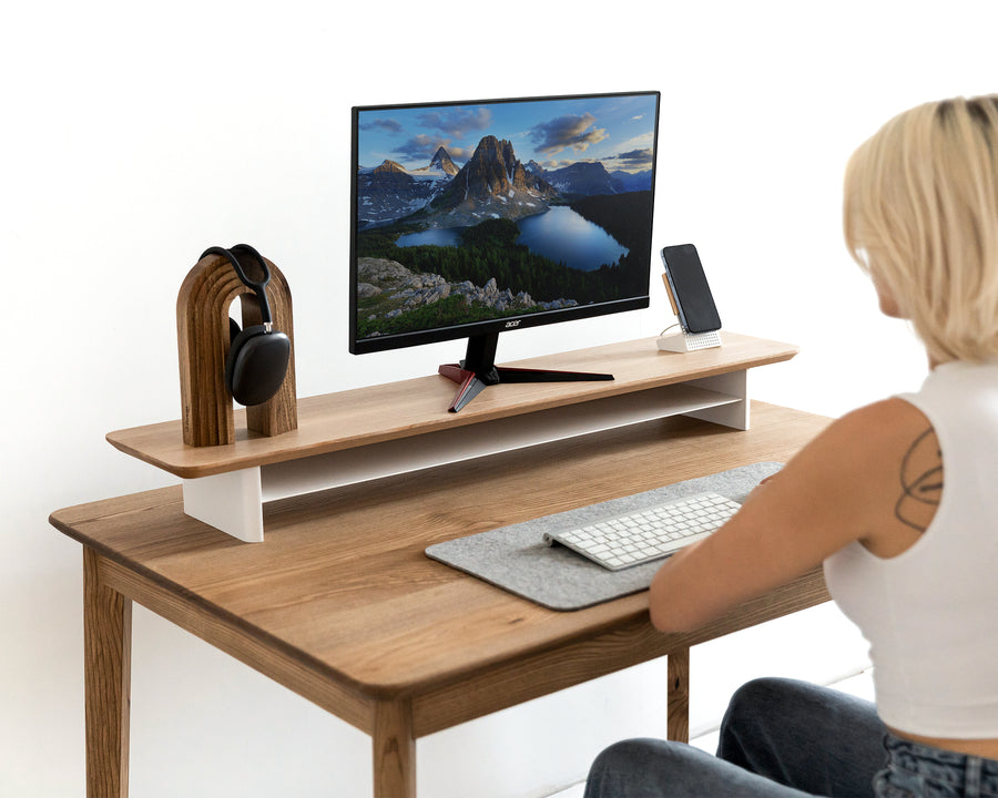 Wood Monitor Stand with shelf (Classic Design)