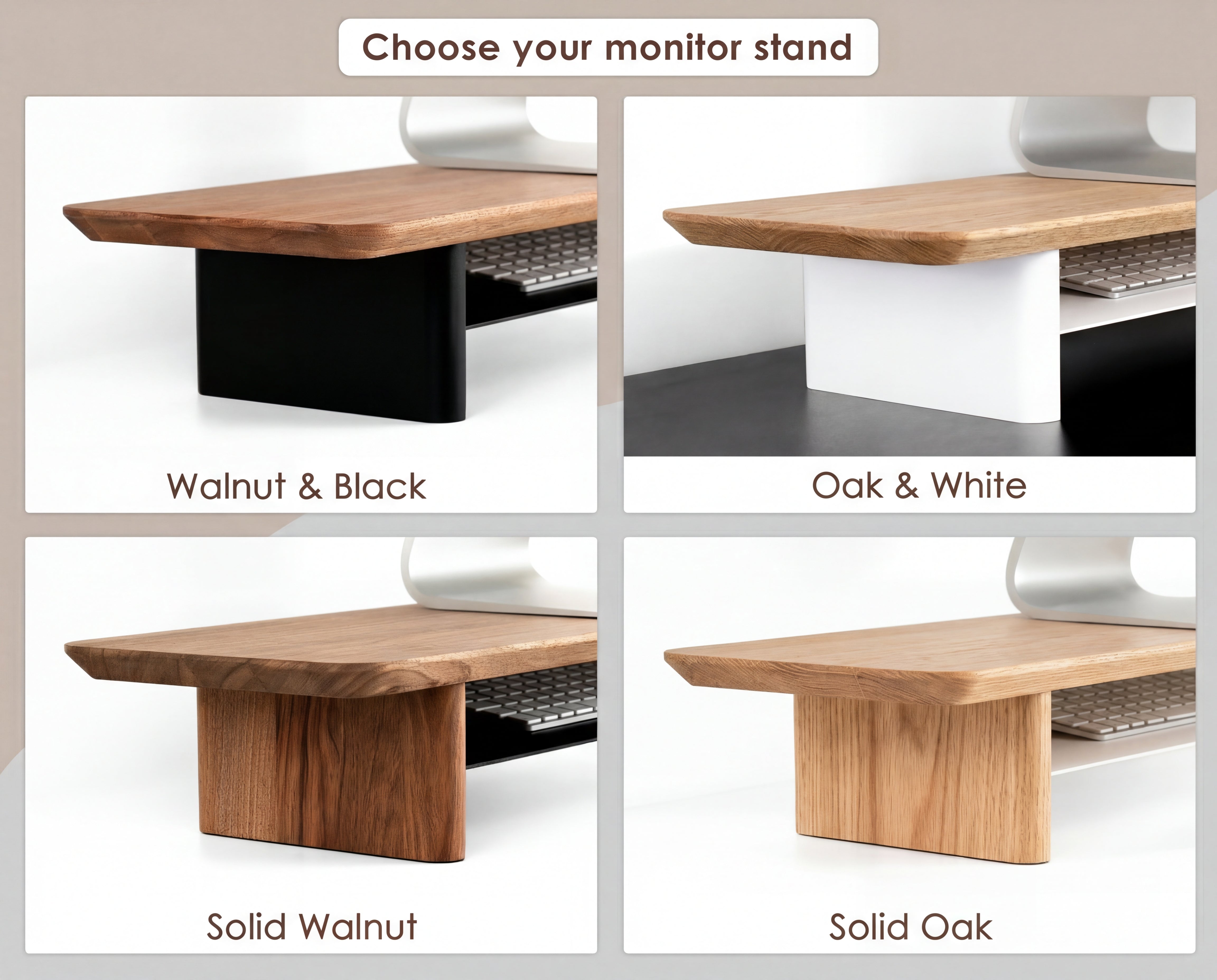 Wood Monitor Stand with shelf (Classic Design) – TheHrdwood