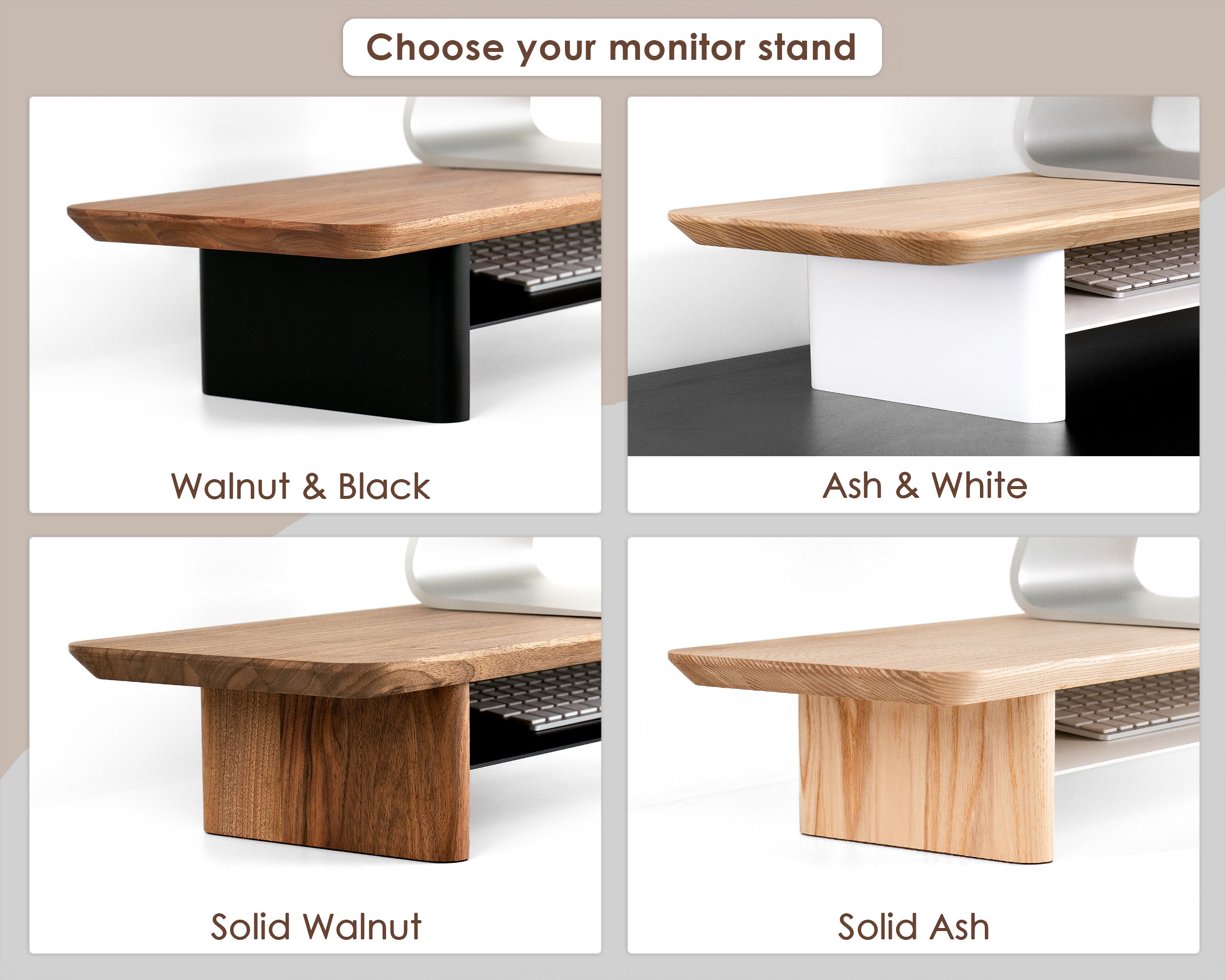 Wood Monitor Stand with shelf (Classic Design) – TheHrdwood