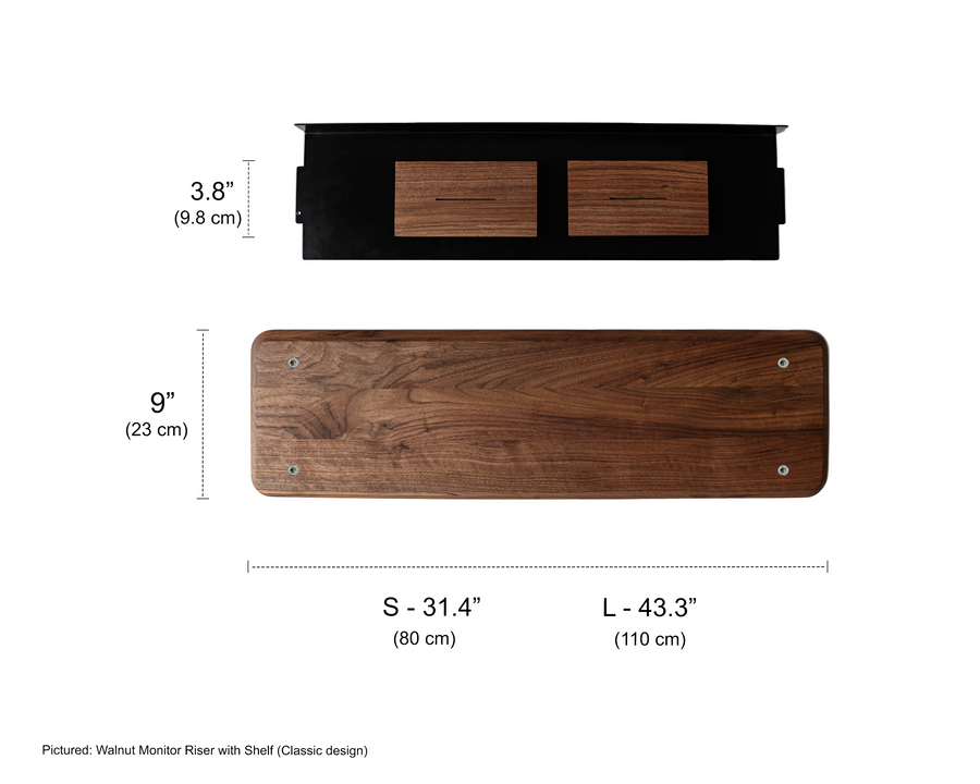 Wood Monitor Stand with shelf (Classic Design)