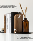 Wooden and metal bookend