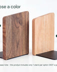 Wooden and metal bookend with black metal