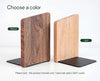 Wooden and metal bookend with black metal