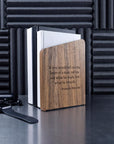 Wooden and metal bookend with black metal