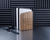 Wooden and metal bookend with black metal